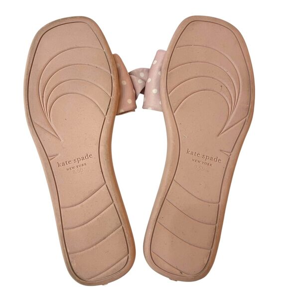 Kate Spade Polka Dot Bow Sandals Womens Size 9.5 Slip On Cottagecore Pink White - Picture 7 of 10